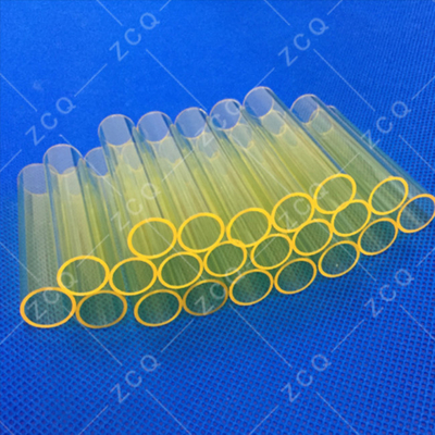 Cerium Doped Quartz Glass Tubing Yellow Color Uv Blocking